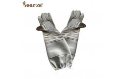 China Thick Canvas And Mesh Longsleeve Sheepskin Beekeeping Gloves With Breathable Layer supplier