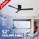 3 Blades Black Wooden Ceiling Fan With DC Motor Remote Control Sleek Design for sale