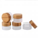 5 To 15ml Cosmetic Frosted Glass Jar With Wooden Cap for sale