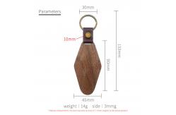 China Customized Rhombus Wooden Keychain 14g Personalized Engraved Watel Walnut supplier