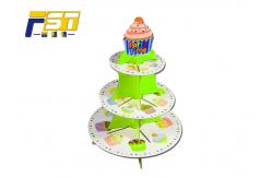 China Luxury Fancy Cardboard Cake Display , Round Shape Three Tier Cardboard Cake Stand supplier