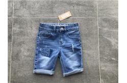 China Light Wash Boys Denim Jeans , Stretch Denim Shorts With Patch / Rip TW78601 supplier