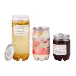 350ml Clear Plastic Cylinder / Beverage Juice Pet Bottle Jar  With Aluminum Easy Open Lid for sale