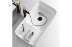 China Waterfall Black Basin Faucet With Golden Handle Hot And Cold Mixer supplier