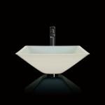 Funnel Shaped Bathroom Wash Basins Lacquered Tempered Glass White Bathroom Sink Bowl for sale