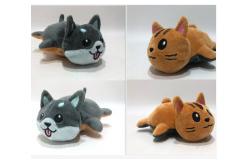 China PP Cotton Reversible Cat Dog Educational Plush Toys 12cm With Music Box supplier