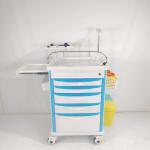 ABS Emergency Medical Trolley Equipment 5 Drawer With Defibrillator Shelf CPR Board for sale