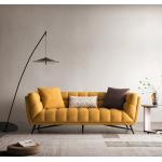 Tufted Sectional Loveseat Sleeper Sofa Bed Pull Out Yellow Velvet