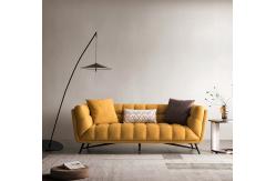China Tufted Sectional Loveseat Sleeper Sofa Bed Pull Out Yellow Velvet supplier