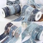 Handmade Bows Sequins Straight Cut Edges Denim Webbing Color Fastness Hair Accessories DIY Materials Clothing Accessories Straps 4cm/10m for sale