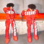 Distressed Acid Wash Vintage Streetwear Tracksuit 2 Piece Sweatsuit Set Regular Fit for sale