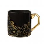 Stoneware Earthenware Ceramic Golden Handle Mug With Custom Design Color Changing Mug for sale