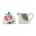 Pottery Cream And Sugar Set Spring Summer 3d Silk Print With Handpainting Pattern for sale