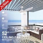 3 Plastic Blades White LED Ceiling Fan , Waterproof Ceiling Fan With Light DC Motor for sale