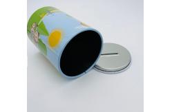 China Custom Printed Round Coin Bank Empty Metal Tin Money Box supplier