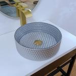 Latest Style Table Top Wash Basins Silver Color , Round Sink Bowl Bathroom 360*360*112mm for sale