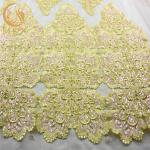 Romantic Custom Made Embroidered Mesh Lace Fabric Polyester 140cm Width for sale