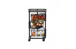 China Foldable Design Steel Storage Trolley , 3 Tier Rolling Utility Cart Multifunctional supplier