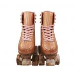 Marble Wheels Quad Roller Skates For Women PU Leather Shiny Pattern