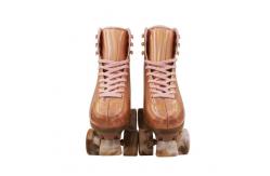 China Marble Wheels Quad Roller Skates For Women PU Leather Shiny Pattern supplier