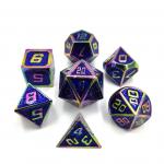 Flash Powder Metal Multi Face Role Playing Dice Set Blue Character