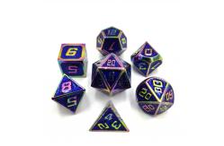 China Flash Powder Metal Multi Face Role Playing Dice Set Blue Character supplier