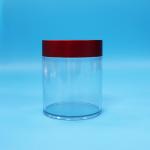 Bpa free Candy Cookie Nuts Food Grade PET Transparent Plastic Jar Screw Red Lid for sale