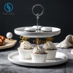 Contemporary 2 Tier Porcelain Cake Stand Tableware Accessories for sale
