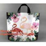 100% Biodegradable fashionable leopard printed soft loop plastic bag,Custom Printed Stand Up Block BottomSoft Loop Handl for sale