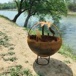 Rustic Red Wood Burning Corten Steel Round Fire Pit Bowl 600mm for sale