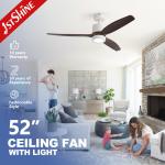 Remote LED Ceiling Fan With 3 Wood Blades Modern For Bedroom for sale