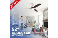 China Remote LED Ceiling Fan With 3 Wood Blades Modern For Bedroom supplier