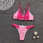 Swimming Two Pink Bikini Set UPF 50++ Sexy Ladies Bikini Nylon Fabric for sale