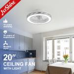 Smart Remote Controlled Flush Mount LED Ceiling Fan with DC Motor and ABS Blades for sale