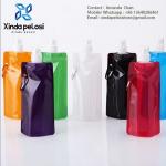 Custom Collapsible Water Bottles  Packaging Standing Pouch Reusable Foldable Drinking Water Bags for sale