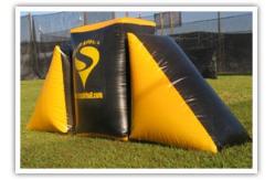China Weave String Structure Inflatable Paint Bunker Trampoline Combo supplier