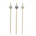 White Pearl Disposable Decorative Bamboo Picks For Cocktail Party 12CM for sale