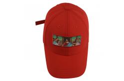 China Good quality red 6 panel curved cap sublimation red hats supplier