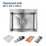 Topmount Stainless Steel Kitchen Sink Brushed Single Bowl 18 Gauge 60x50 for sale