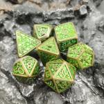 Hand Poured Portable Small Tarot Card Sharp colourful Metal Dice Sets for sale