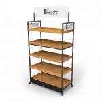 Stores Point Of Sales Displays Wooden Tray Salad Display Stand With Wheels