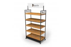 China Stores Point Of Sales Displays Wooden Tray Salad Display Stand With Wheels supplier