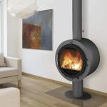 Wall Mounted Wood Burning Floating Fireplace Hanging Ceiling Round Design Fireplace for sale