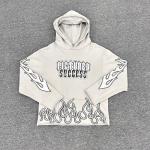 Custom Open Bell Sleeves Screen Rhinestone Print logo Hoodies French Terry Raw Hem Cropped Hoodie Cut and Sew Hoodie Manufacture for sale