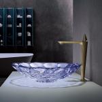 Modern Faceted Shape Glass Bathroom Sink OEM Purple Wash Basin for sale