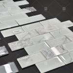 Contemporary Style Rectangular Glass Mosaic Tile For Bathroom AAAA