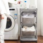 360 Degree Two Tier Laundry Trolley Plastic Laundry Hamper for sale