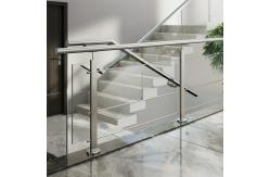 China Stylish Brushed Stainless Steel Handrails with Round Plate Cover for Glass Staircases supplier