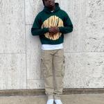 Heavyweight 420gsm Black Puff Print Hoodie No Pocket  Mens Hip Hop Hoodies for sale