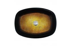 China Gradient Brown Tempered Bathroom Wash Basins Melon Shape Table Top Solid Glass Sinks supplier